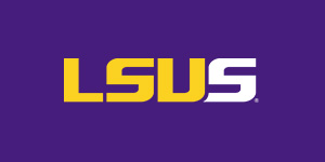 Secondary LSUS logo on a purple background. The letters &ldquo;LSU&rdquo; are in gold, and the letter &ldquo;S&rdquo; is in white.