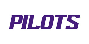 The word &ldquo;pilots&rdquo; in the athletics logo font in purple.