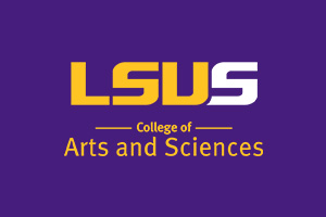 Secondary LSUS College of Arts and Sciences logo on a purple background. The letters &ldquo;LSU&rdquo; and the words &ldquo;College of Arts and Sciences&rdquo; are in gold, and the letter &ldquo;S&rdquo; is in white.